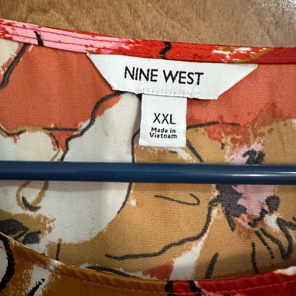 EUC Nine West Large Floral Print Orange/Pink Blouse XXL - Picture 3 of 6